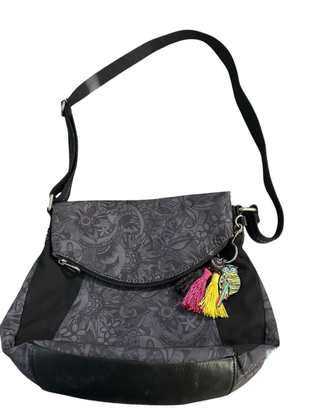 Sakroots Foldover Crossbody Bag Multifunctional Purse Adjustable Strap Zip Pocke